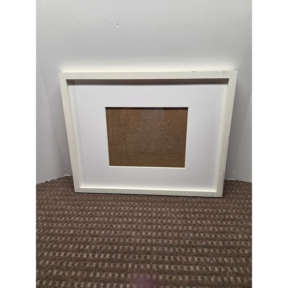 White Wood Grain Picture Frame with White Mat 17.5 x 21.5 Wall Decor